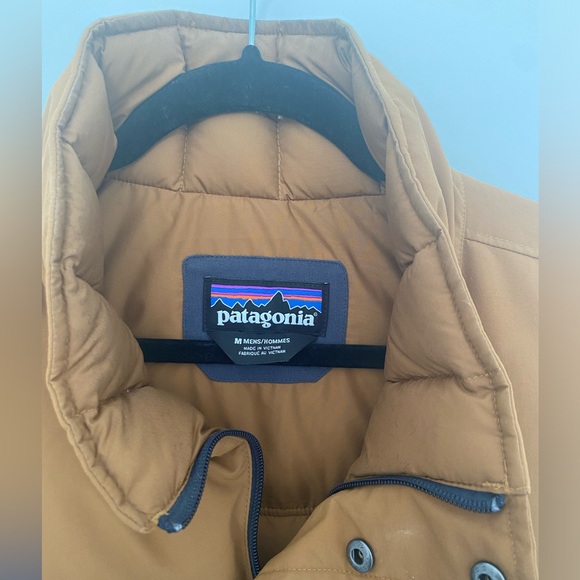 Men’s Patagonia Bivy Down Vest- Tan & Blue - Picture 5 of 10